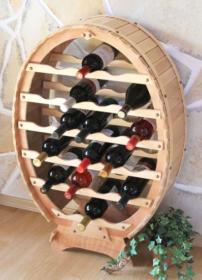 DanDiBo Weinregal Holz Stehend Weinfass 24 Flaschen Natur lackiert Wandregal Flaschenregal Flaschenhalter Fass