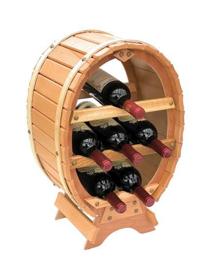 DanDiBo Weinregal Holz Stehend Weinfass 6 Flaschen Natur Flaschenregal Flaschenhalter Fass