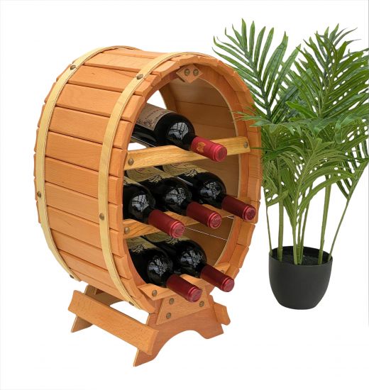 DanDiBo Weinregal Holz Stehend Weinfass 6 Flaschen Natur Flaschenregal Flaschenhalter Fass