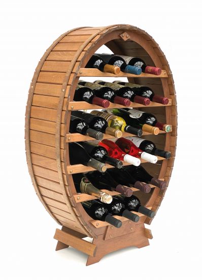 DanDiBo Weinregal Holz Stehend Weinfass 24 Flaschen Braun Flaschenregal Flaschenhalter Fass