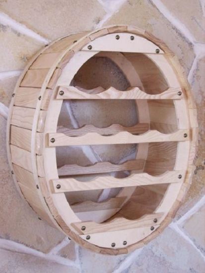 Preview: DanDiBo Weinregal Holz Wand Weinfass für 12 Flaschen Natur für die Wandmontage Wandregal zum aufhängen Flaschenregal