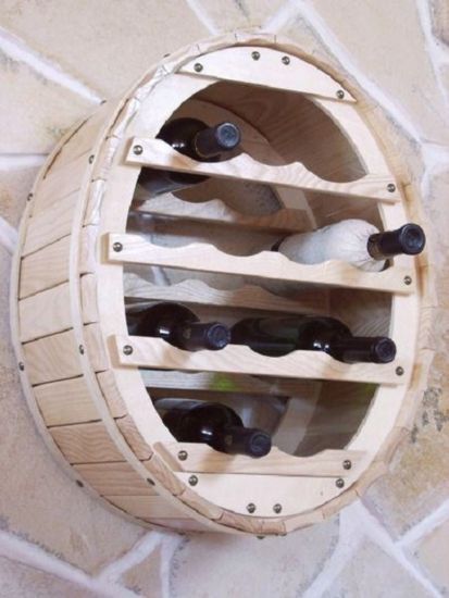 Preview: DanDiBo Weinregal Holz Wand Weinfass für 12 Flaschen Natur für die Wandmontage Wandregal zum aufhängen Flaschenregal