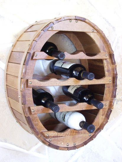 Preview: DanDiBo Weinregal Holz Wand Weinfass für 12 Flaschen Braun gebeizt Flaschenständer für die Wandmontage Wandregal zum aufhängen Flaschenregal