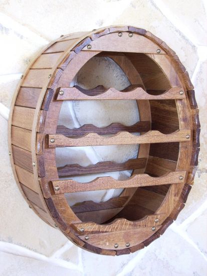 DanDiBo Weinregal Holz Wand Weinfass für 12 Flaschen Braun gebeizt Flaschenständer für die Wandmontage Wandregal zum aufhängen Flaschenregal