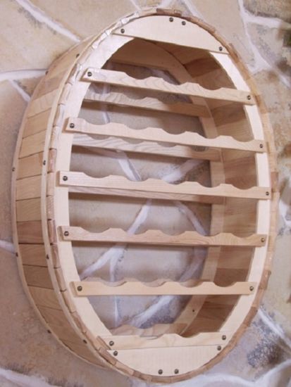 Preview: DanDiBo Weinregal Holz Wand Weinfass 24 Flaschen Natur Wandregal Flaschenregal Flaschenhalter Fass