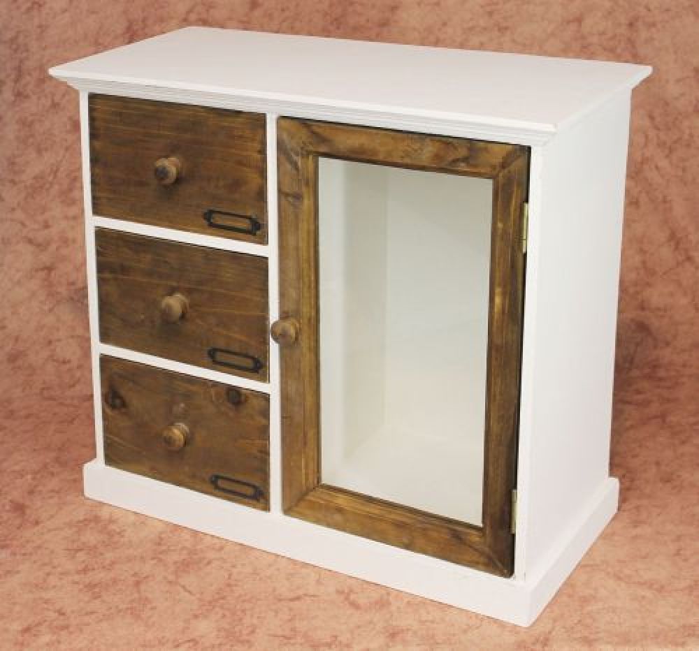 Schrank Minikommode 12019 Küchenschrank Regal 50cm Shabby Küchenregal Vitrine
