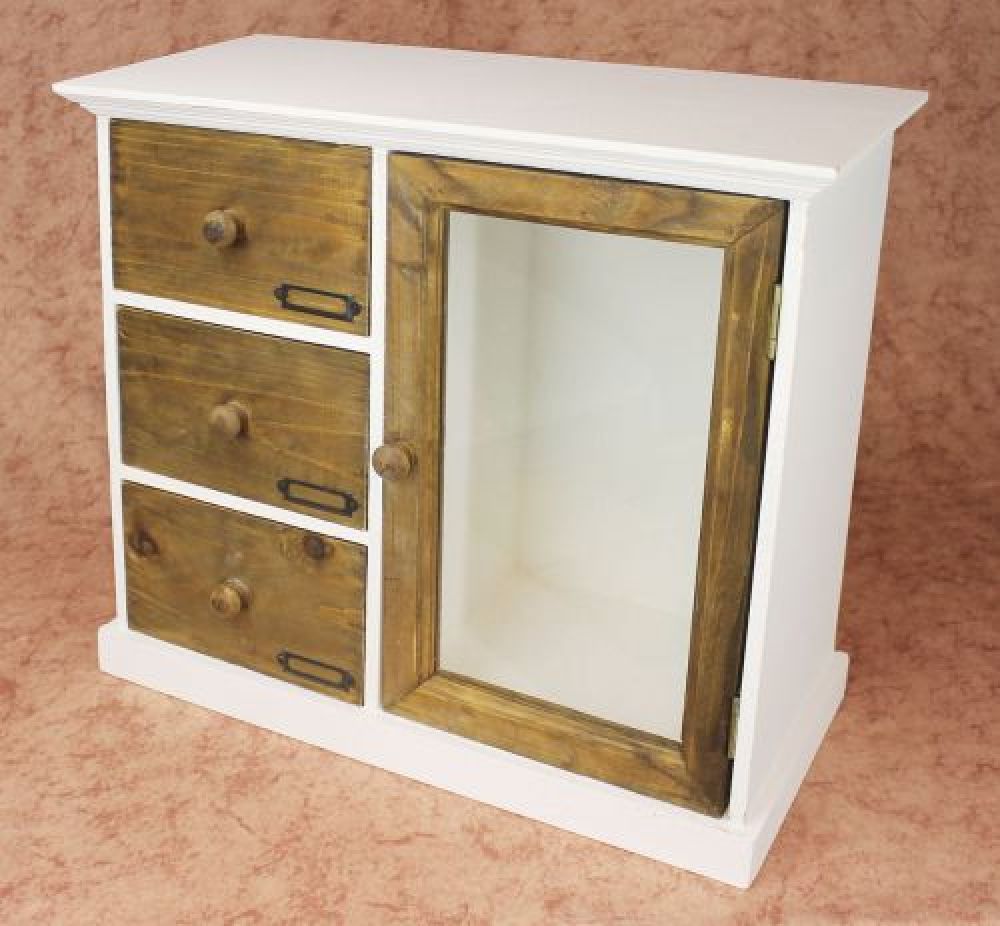 Schrank Minikommode 12019 Küchenschrank Regal 50cm Shabby Küchenregal Vitrine