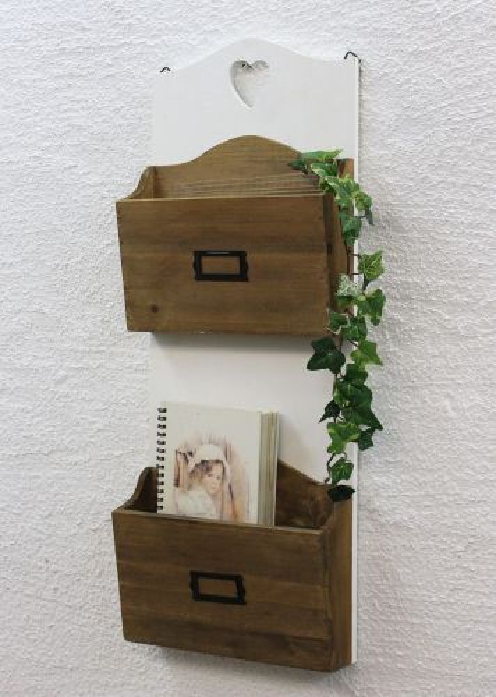 Wandregal mit Herz 12028 Regal 60cm Vintage Shabby Landhaus Küchenregal Weiß