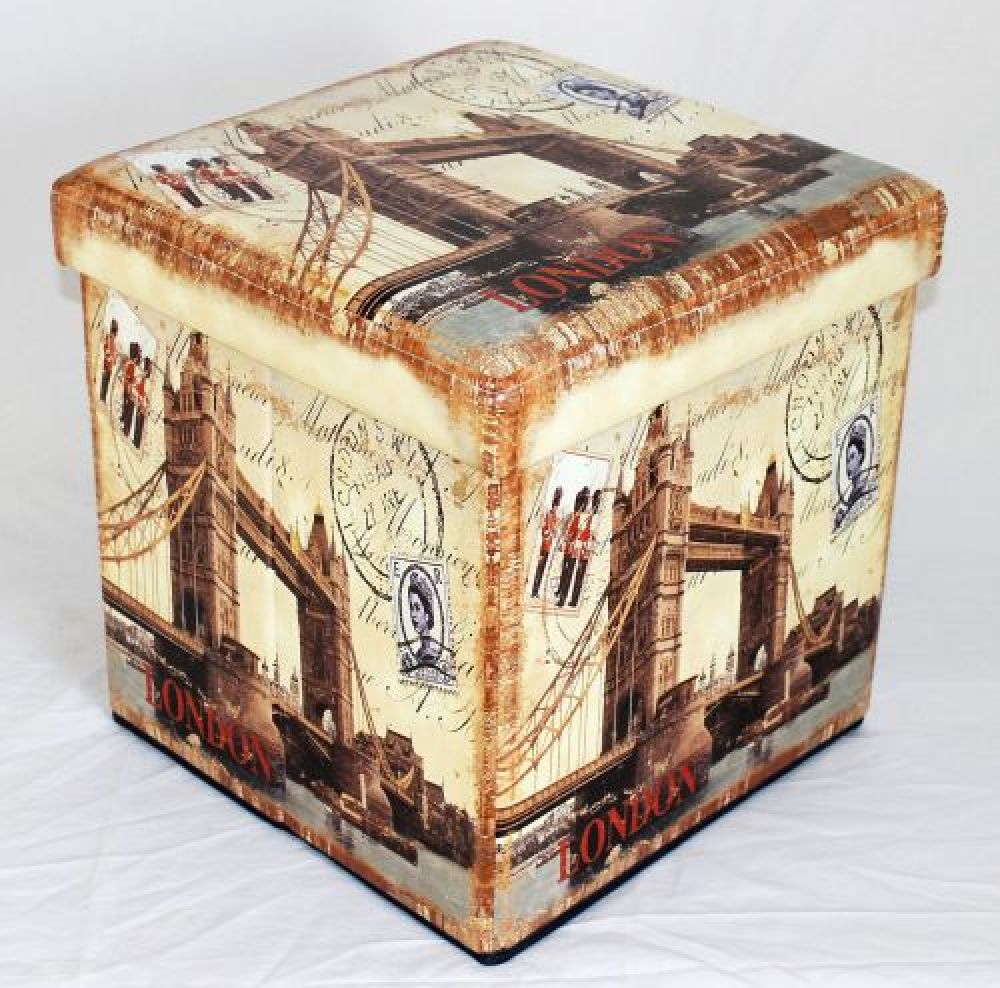 Hocker aus Kunstleder Sitzhocker 2216 Aufbewahrungsbox 40cm Sitzwürfel Truhe Korb