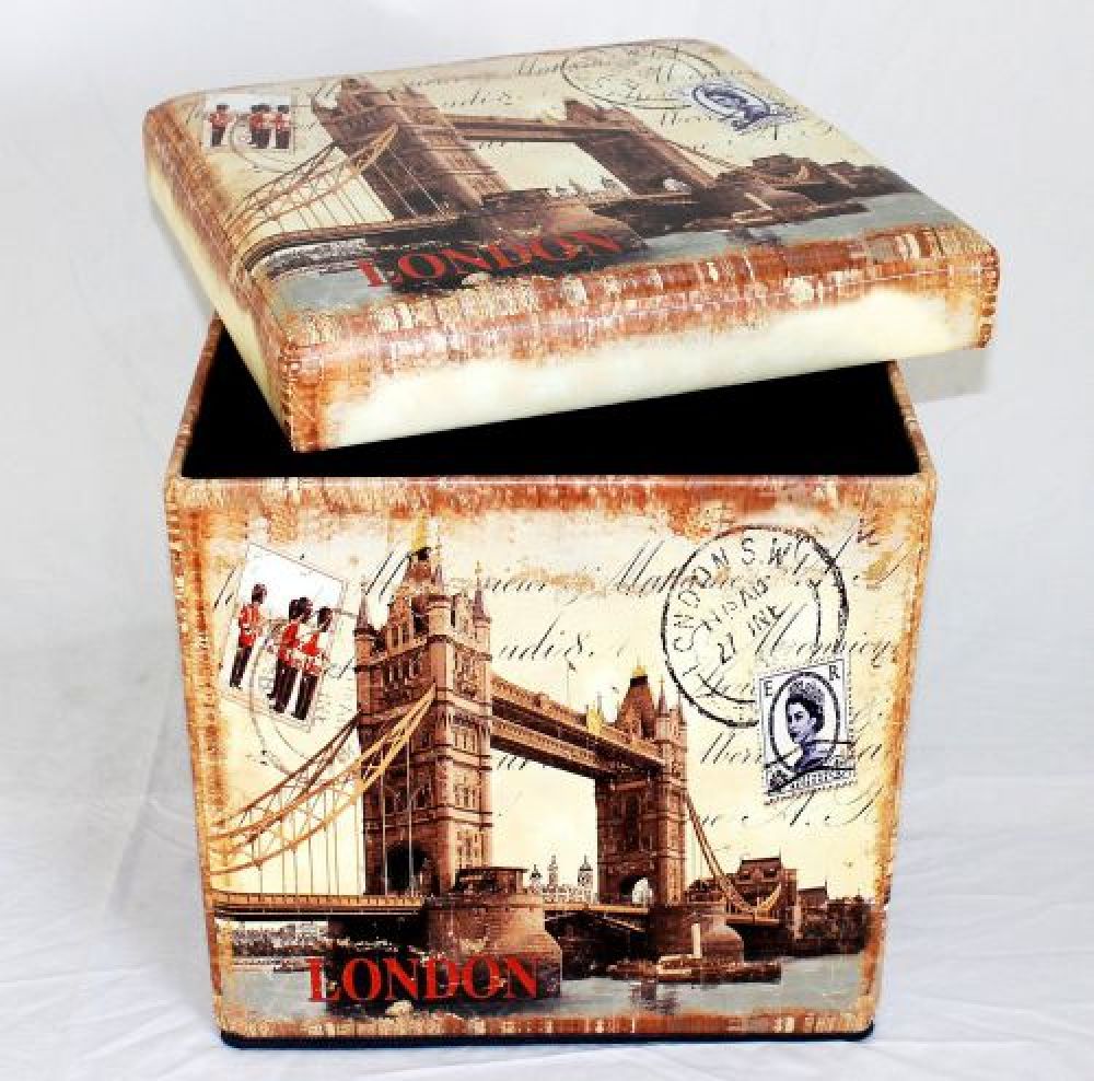 Hocker aus Kunstleder Sitzhocker 2216 Aufbewahrungsbox 40cm Sitzwürfel Truhe Korb