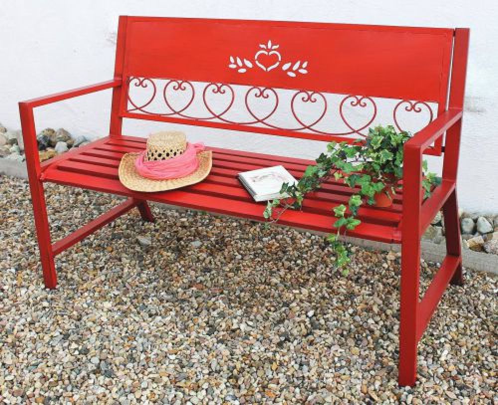Bench "Passion" Garden bench red 18140 Seat 120cm metal iron Flower bench Garden