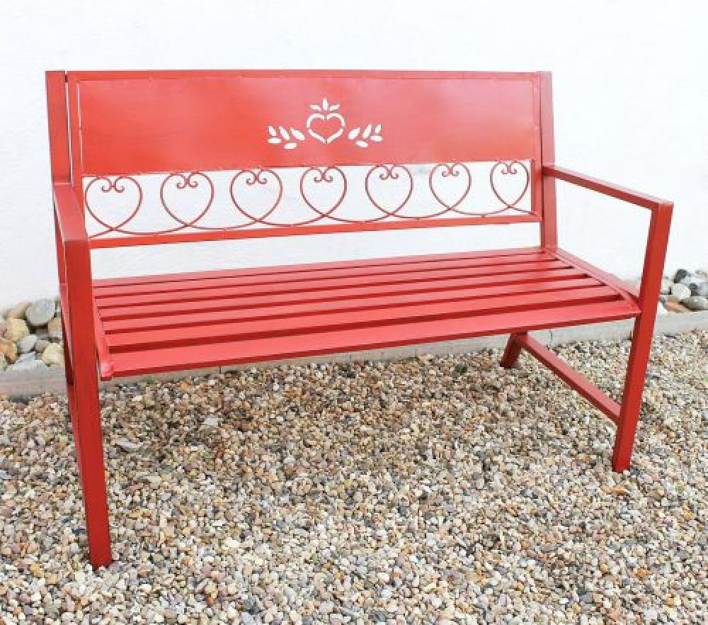 Bench "Passion" Garden bench red 18140 Seat 120cm metal iron Flower bench Garden