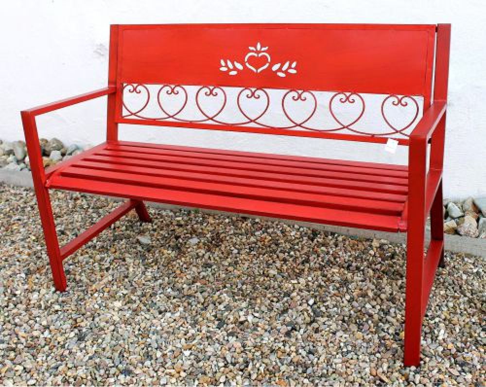 Bench "Passion" Garden bench red 18140 Seat 120cm metal iron Flower bench Garden