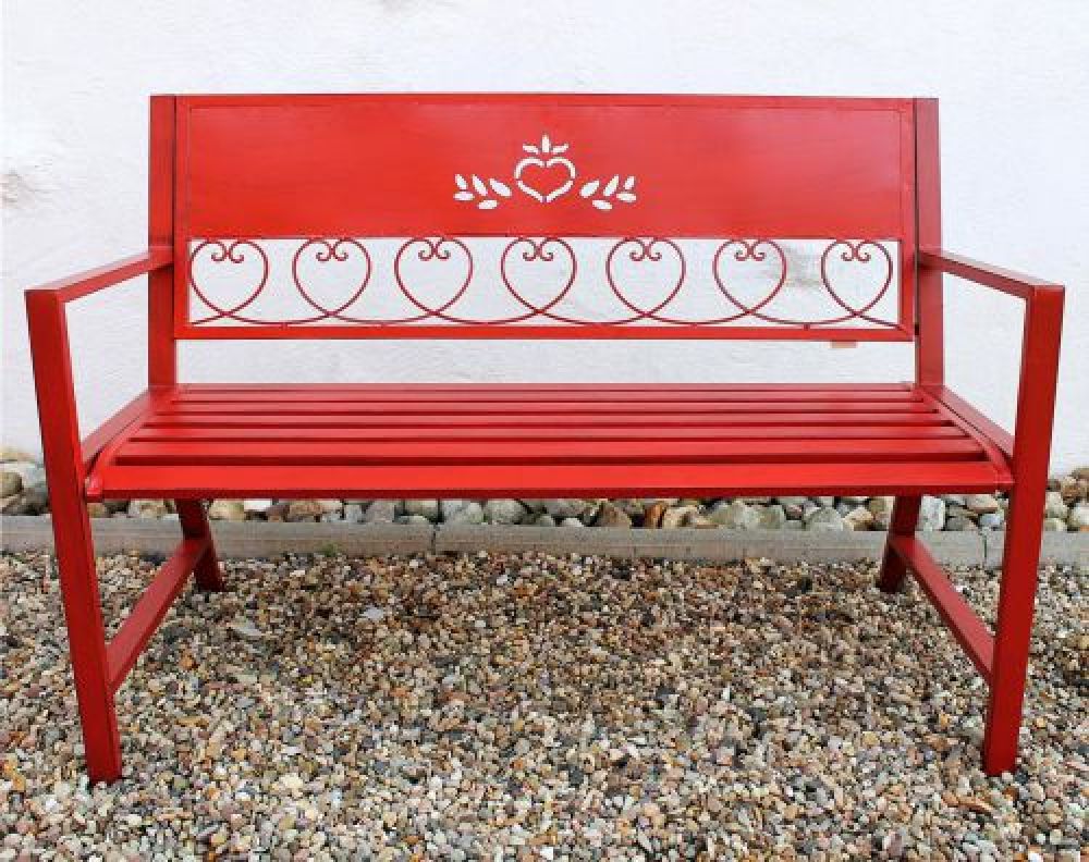 Bench "Passion" Garden bench red 18140 Seat 120cm metal iron Flower bench Garden