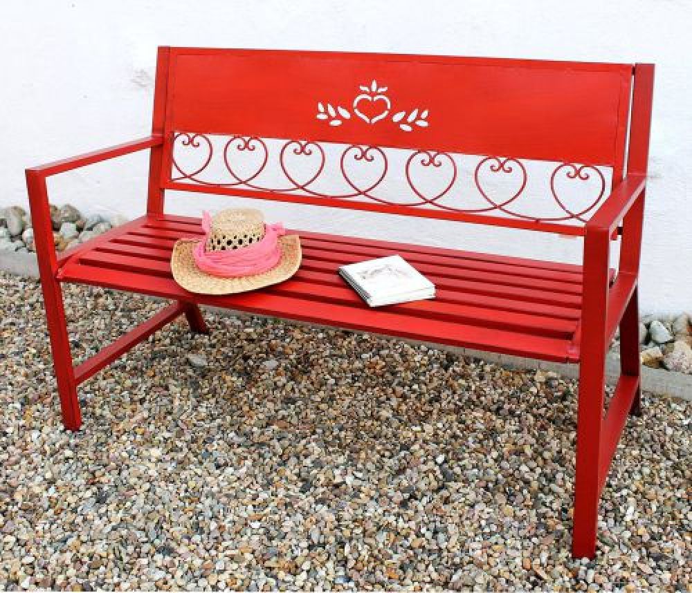 Bench "Passion" Garden bench red 18140 Seat 120cm metal iron Flower bench Garden