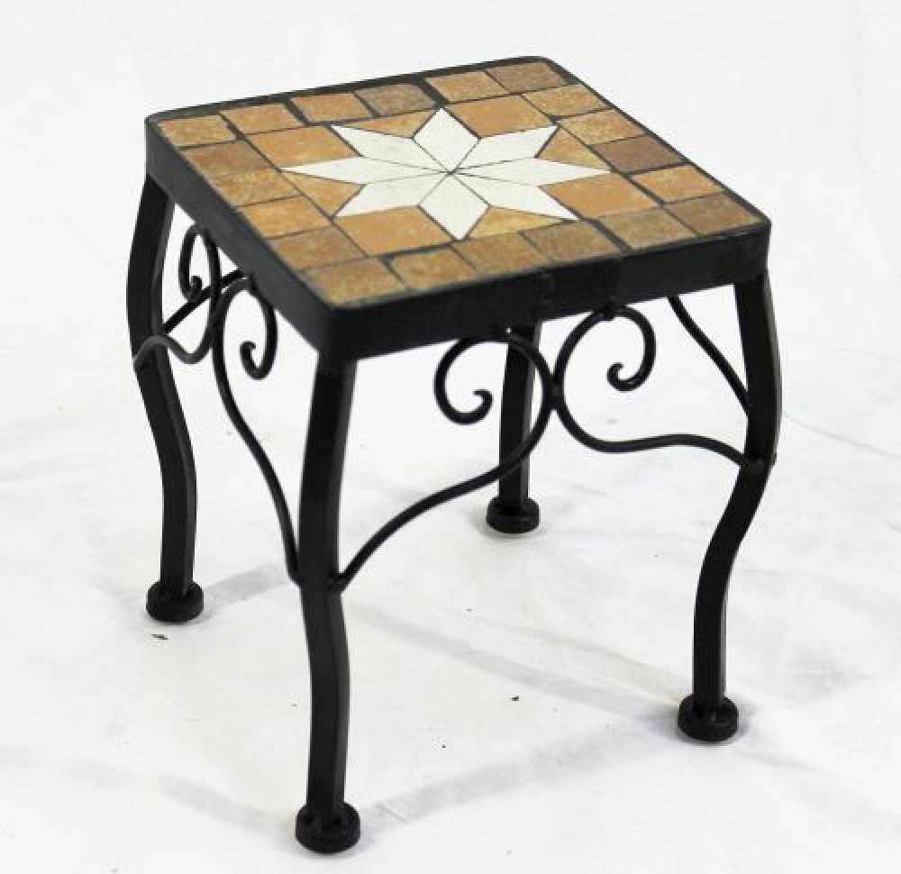 Blumenhocker Merano Mosaik 12015 Blumenständer 21cm Hocker Eckig Beistelltisch