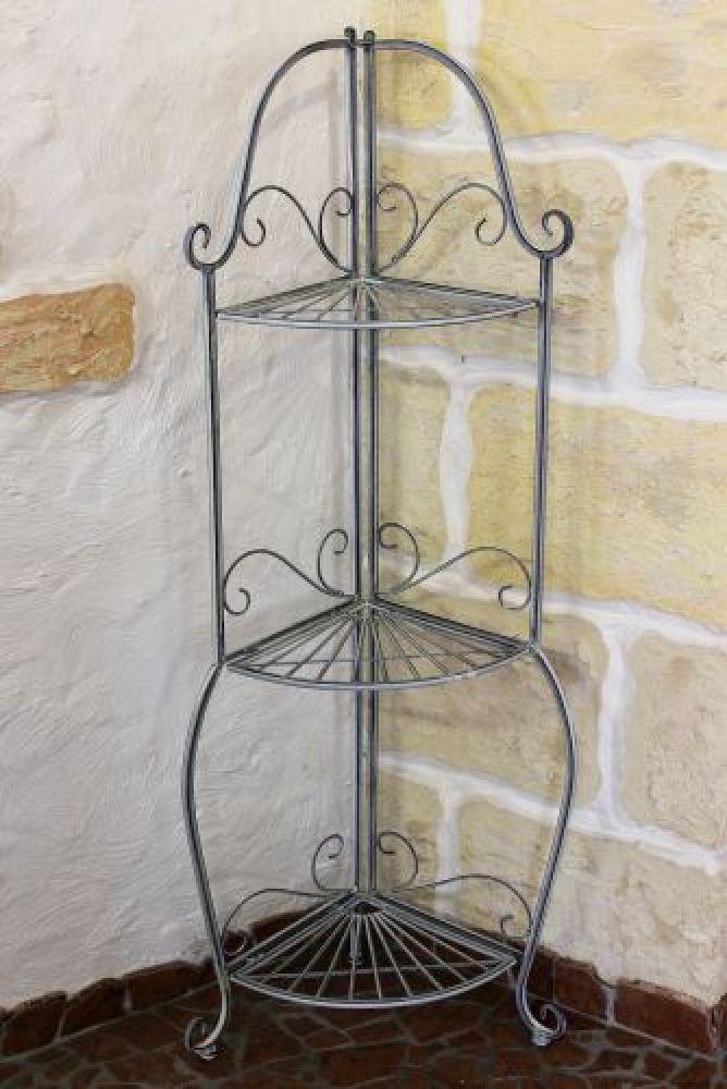 Corner shelf "Romance" 20113 Shelf made from metal 125cm Bathroom shelf antik grey Kitchen shelf