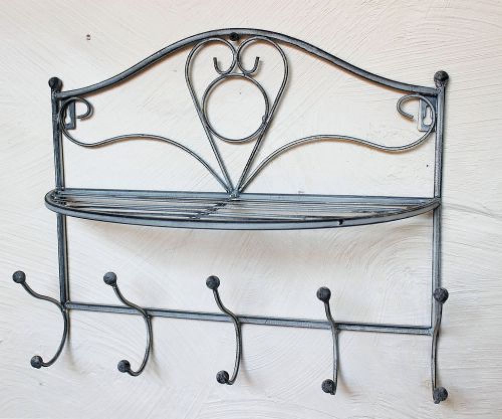 DanDiBo Wandgarderobe Vintage mit Ablage Garderobe Wand 20122 38 cm Kleiderhaken Wandregal Haken