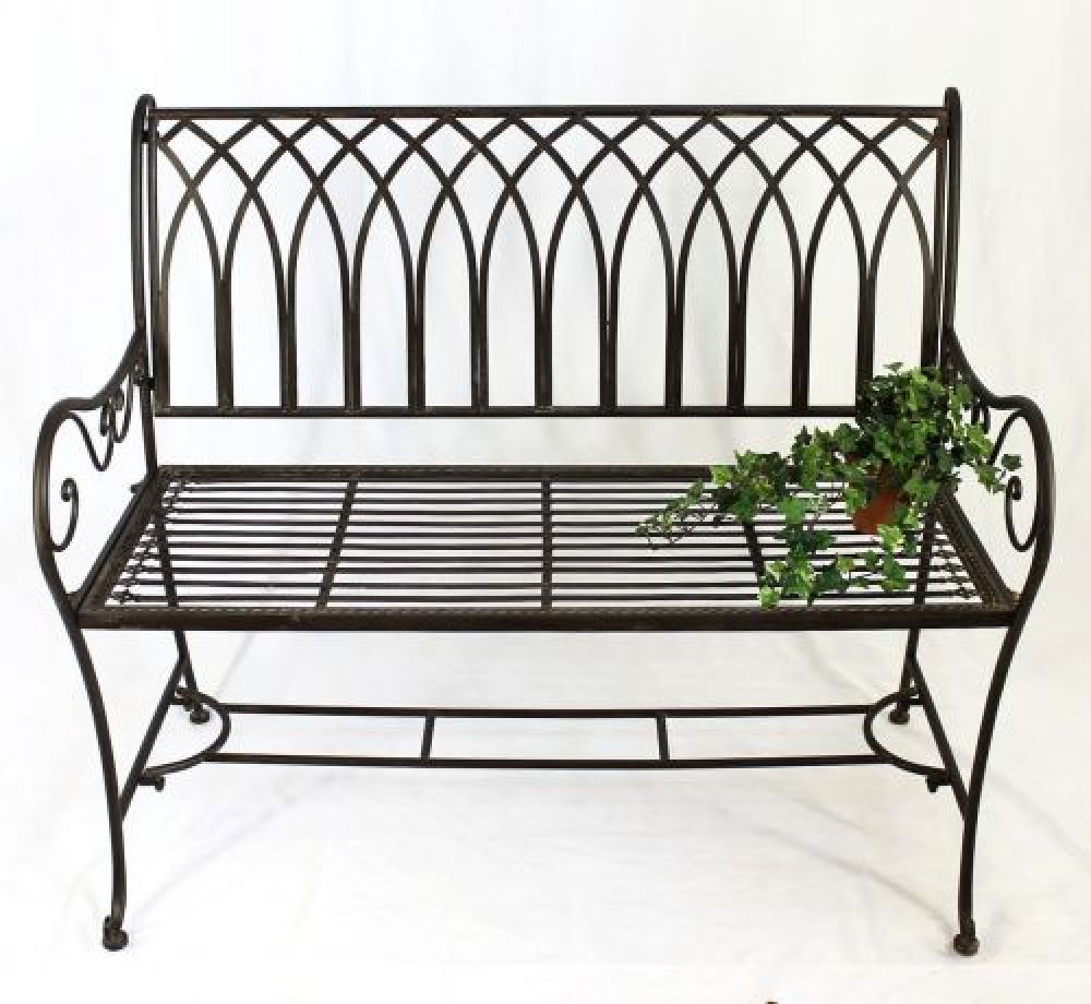 Bench "Romina" 90507 made from metal Garden bench Seat Tree bench 2-Seater 110cm brown
