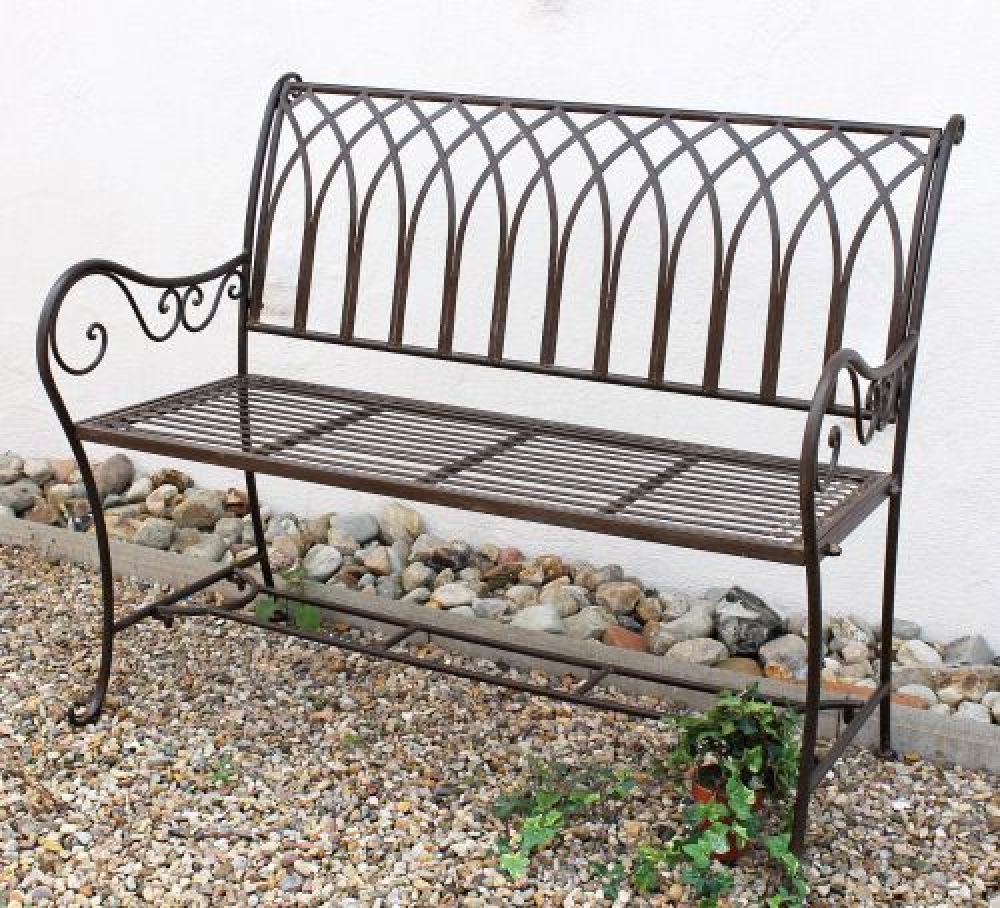 Bench "Romina" 90507 made from metal Garden bench Seat Tree bench 2-Seater 110cm brown