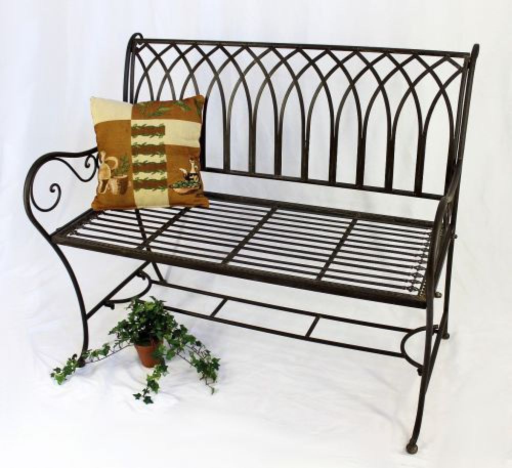 Bench "Romina" 90507 made from metal Garden bench Seat Tree bench 2-Seater 110cm brown
