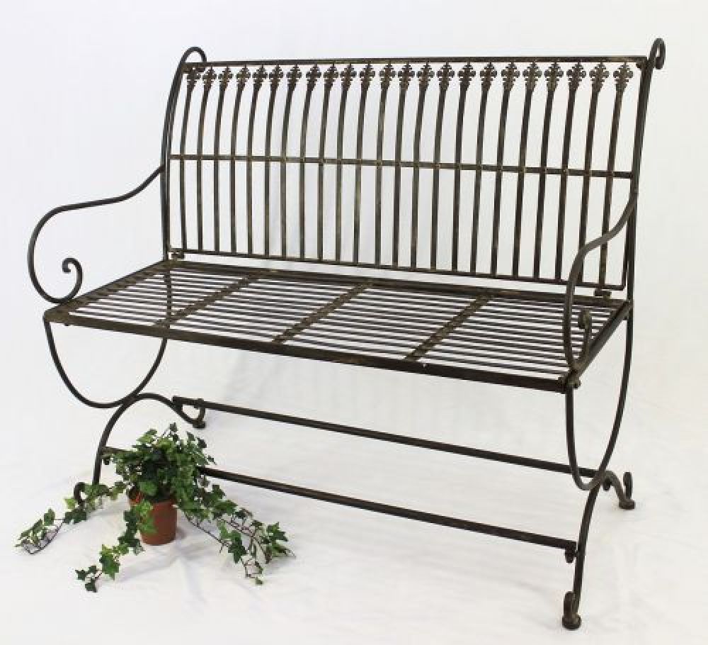 Bench "Finca" 063 2-Seater made from metal Garden bench Seat Tree bench 102 cm brown