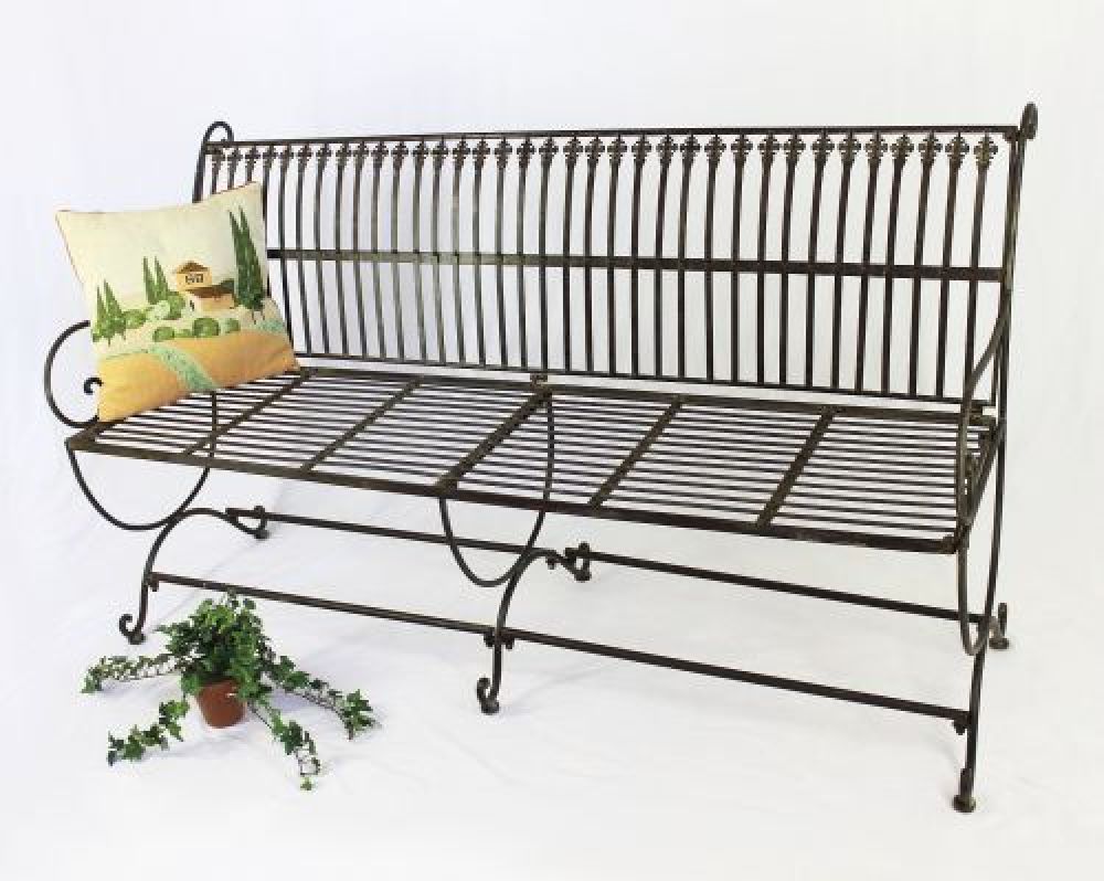 Bench "Finca" 063-JO 3-Seater made from metal Garden bench Seat Tree bench 153cm brown
