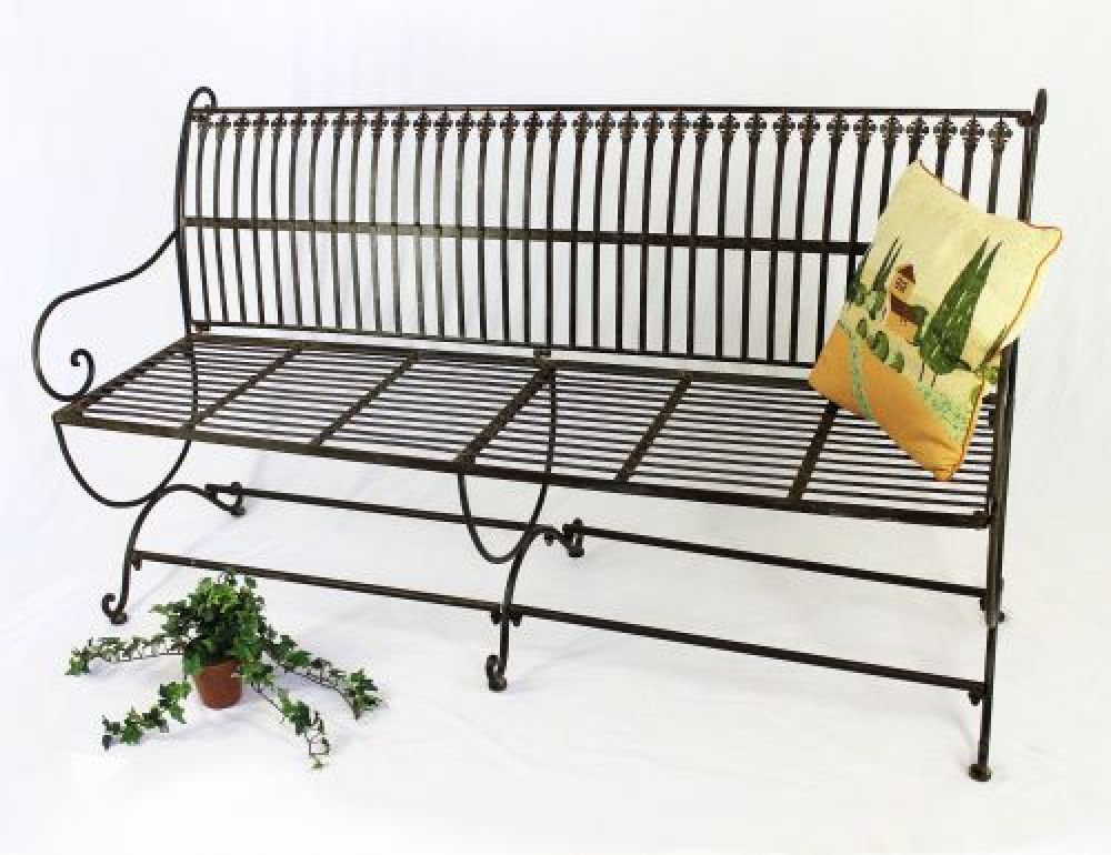 Bench "Finca" 063-JO 3-Seater made from metal Garden bench Seat Tree bench 153cm brown