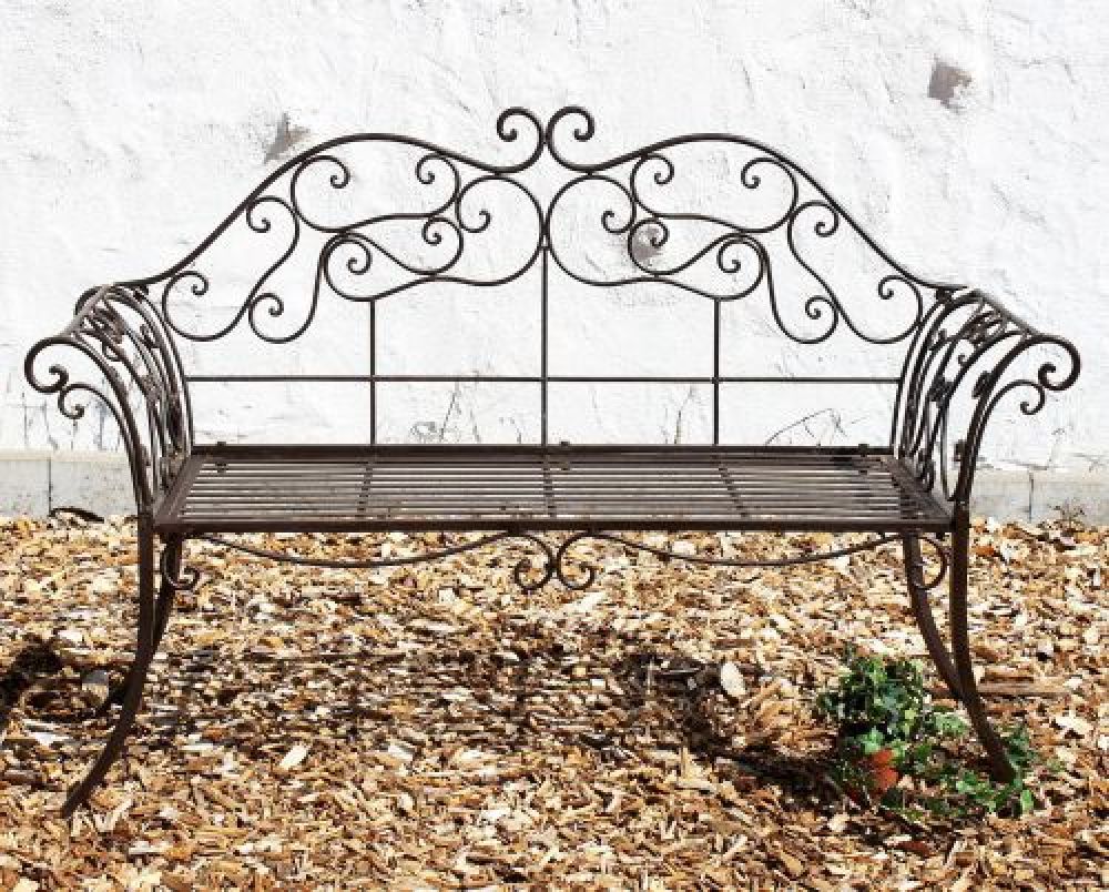 DanDiBo Gartenbank Metall Braun Wetterfest 146 cm 2 Sitzer Parkbank 111183 Antik Eisen Sitzbank Garten Antik
