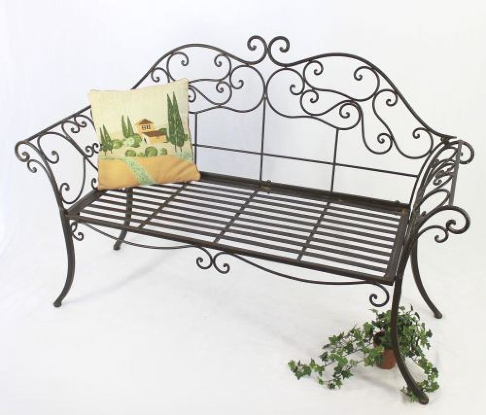 DanDiBo Gartenbank Metall Braun Wetterfest 146 cm 2 Sitzer Parkbank 111183 Antik Eisen Sitzbank Garten Antik
