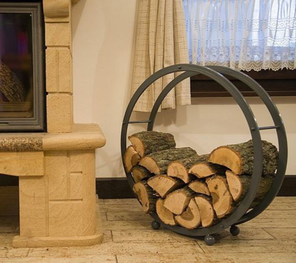 Kaminholzregal Kaminholzständer Rund D-70cm Grau 80004 Holzkorb Kaminholzhalter