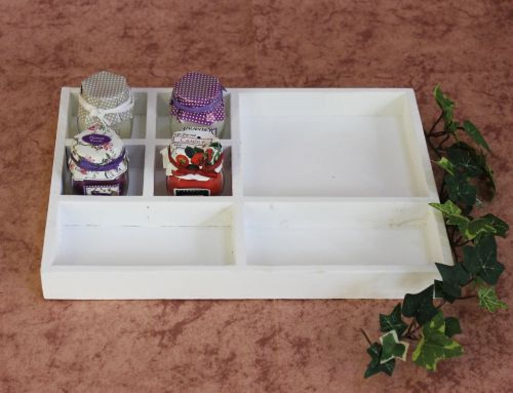 Sortierkasten Setzkasten 12291 Weiß 32cm aus Holz Sammlervitrine Sortierschublade