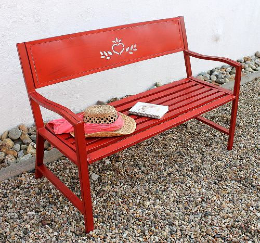 Bench "Passion Garden" bench red 121496 Seat 120cm metalll Iron Flower bench Garden