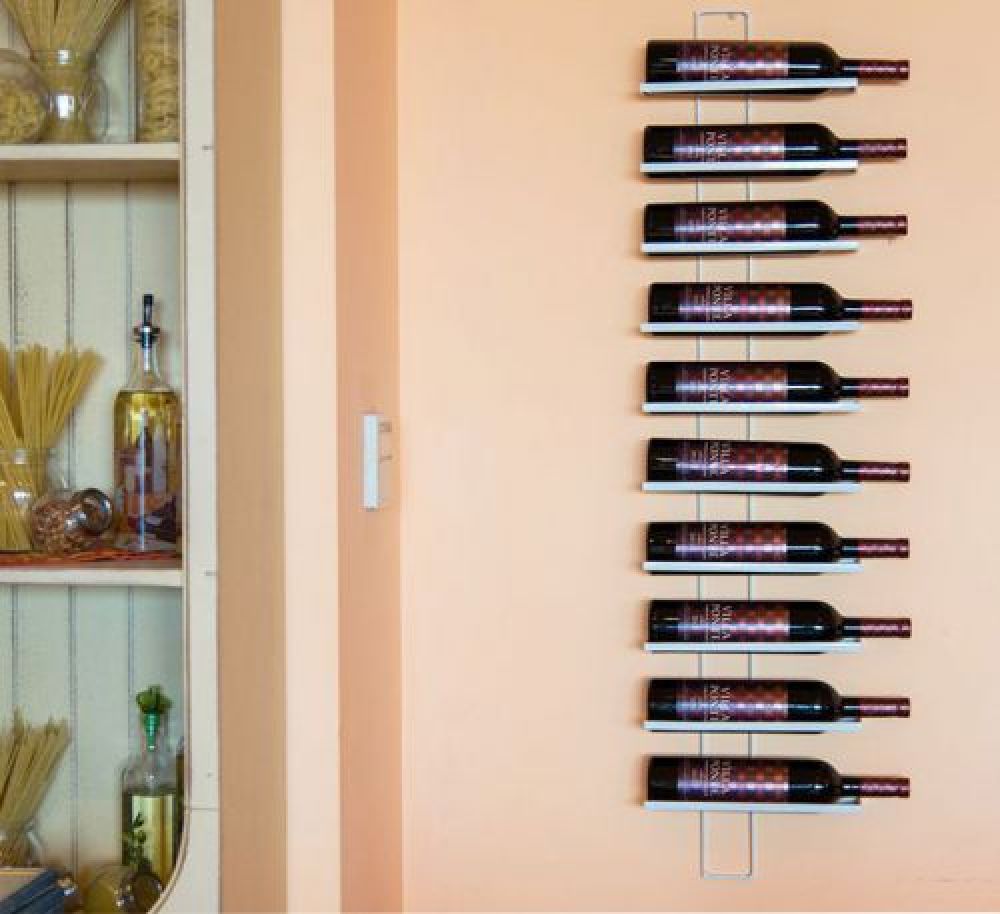 Weinregal Dies White 116cm aus Metall für 10 Flaschen Flaschenständer Wandregal