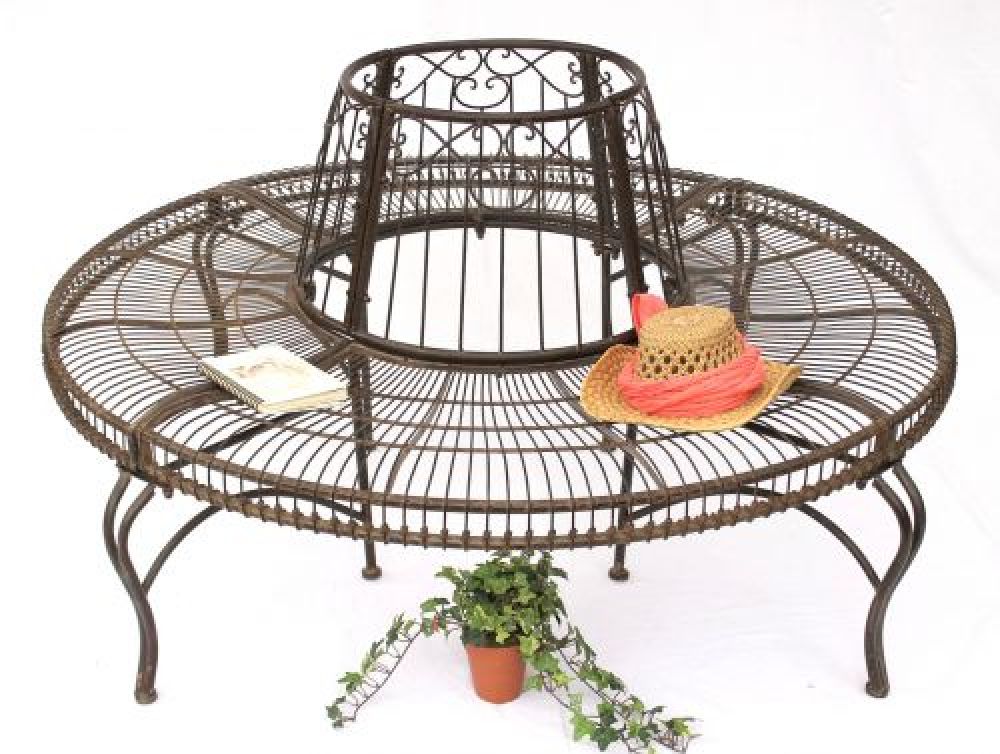 DanDiBo Rundbank Metall wetterfest Braun Ø 150 cm Baumbank JC112404 Gartenbank Parkbank Sitzbank