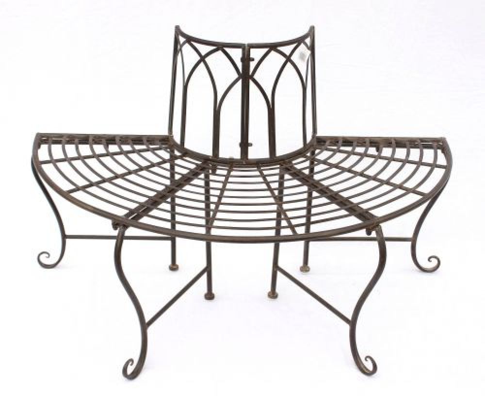 Bench 121071 Garden bench made from metal 127cm Seat Tree bench round bench Park bench Brown