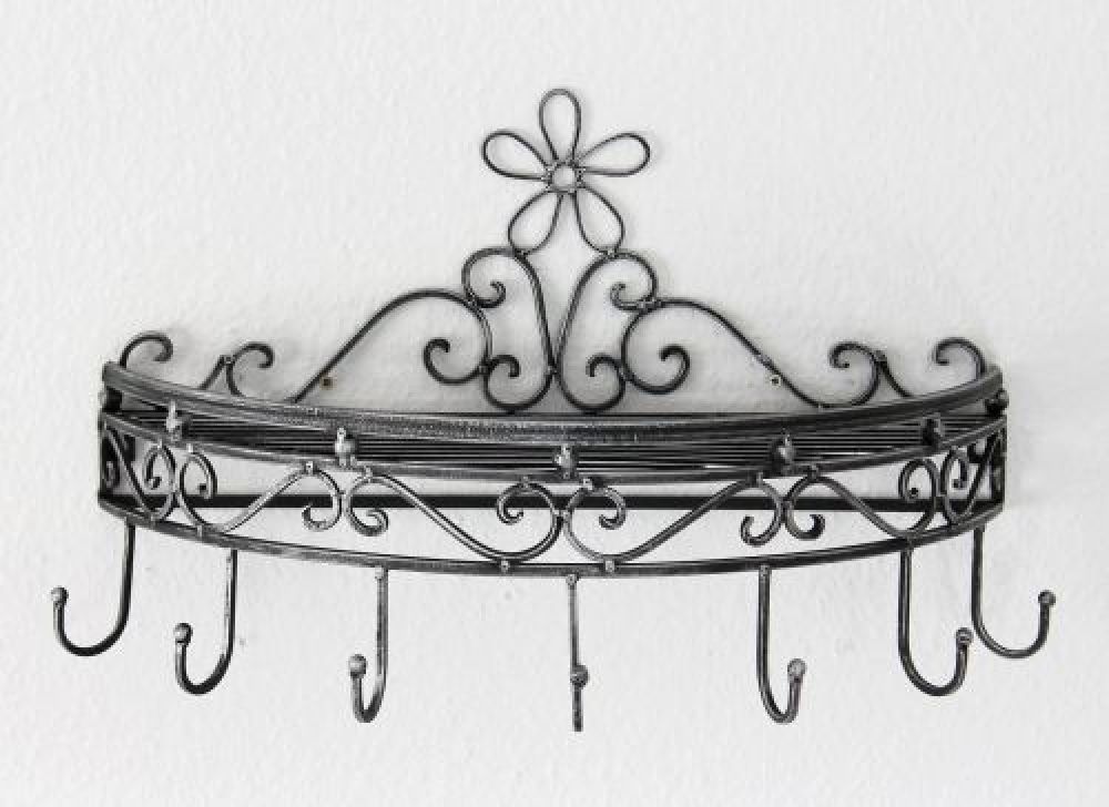 Wandregal 09919 Wandkonsole 50cm Küchenregal aus Metall Topfhänger Kräuterregal