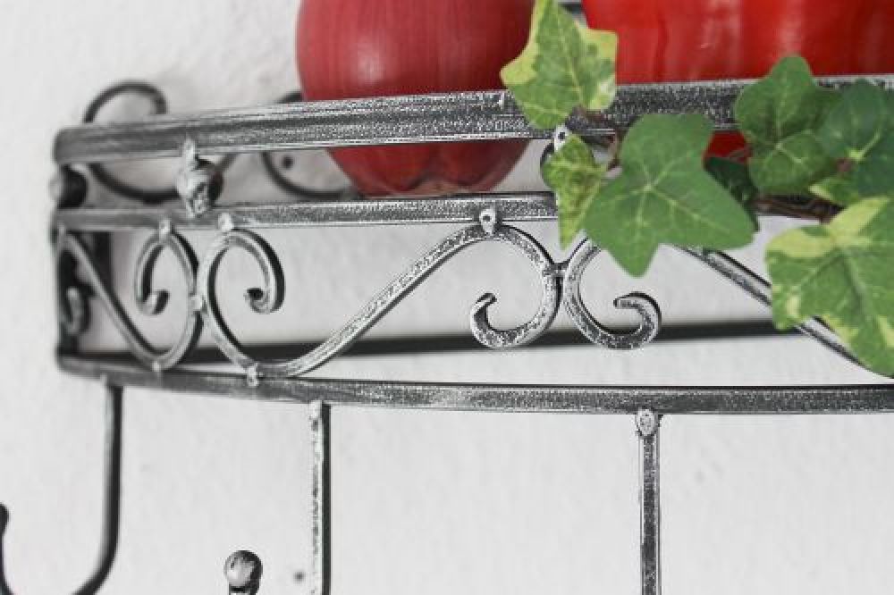 Wandregal 09919 Wandkonsole 50cm Küchenregal aus Metall Topfhänger Kräuterregal
