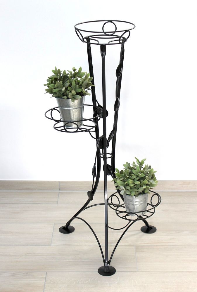 DanDiBo Flower Staircase Metal Black 100 cm Flower Stand with 3 Shelves KW041 Flower Column Plant Stand Plant Column Flower Stool