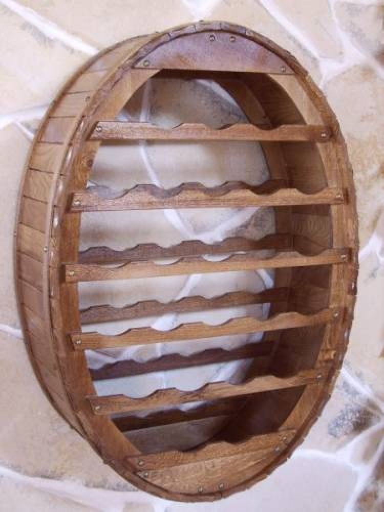 DanDiBo Weinregal Holz Wand Weinfass 24 Flaschen Braun Wandregal Flaschenregal Flaschenhalter Fass