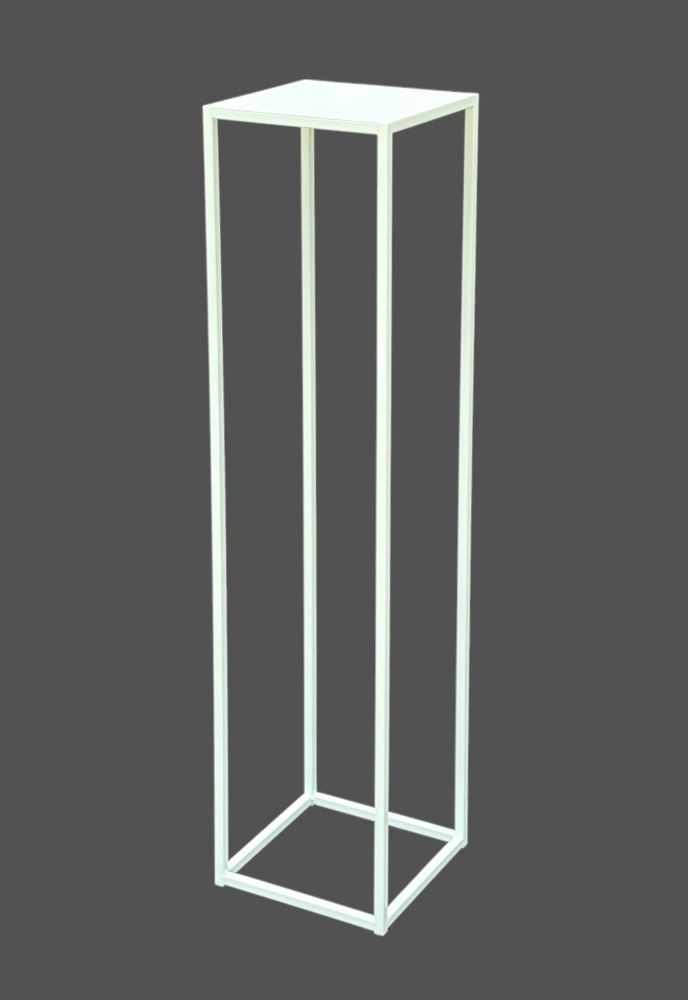 DanDiBo Blumenhocker Metall Weiß Eckig 100 cm Blumenständer Beistelltisch 96569 Blumensäule Pflanzenständer Pflanzenhocker Modern