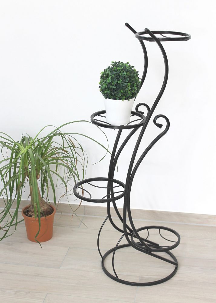 DanDiBo Flower Stand Metal Black 96 cm Flower Stand with 4 Shelves KW410 Flower Column Plant Column Plant Stand