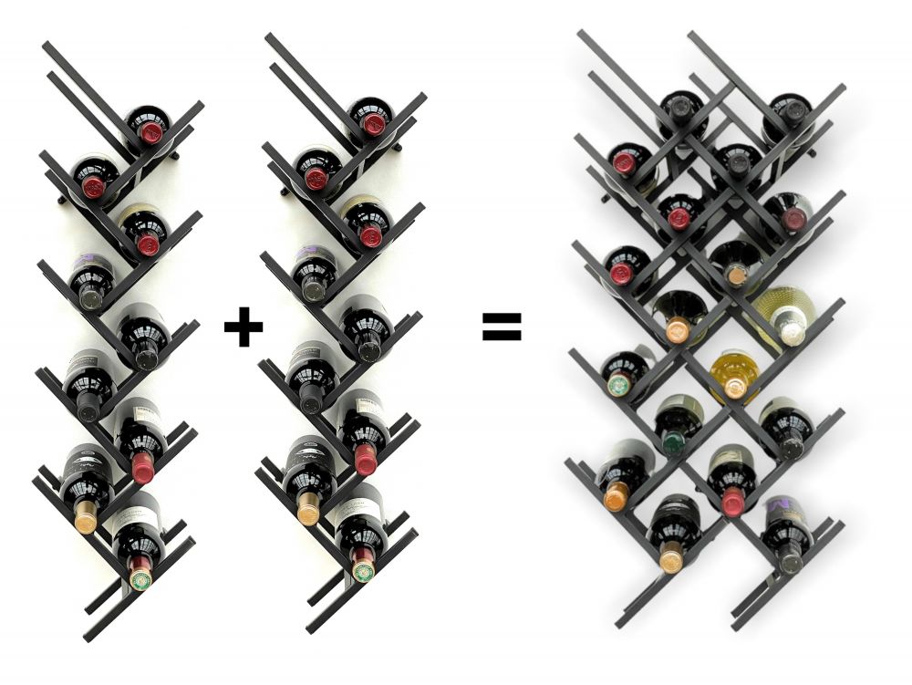 DanDiBo 2er Set Weinregal Metall Schwarz Wand erweiterbar für 18 Flaschen Acord Flaschenregal 96279 Flaschenständer Weinflaschenhalter Flaschenhalter