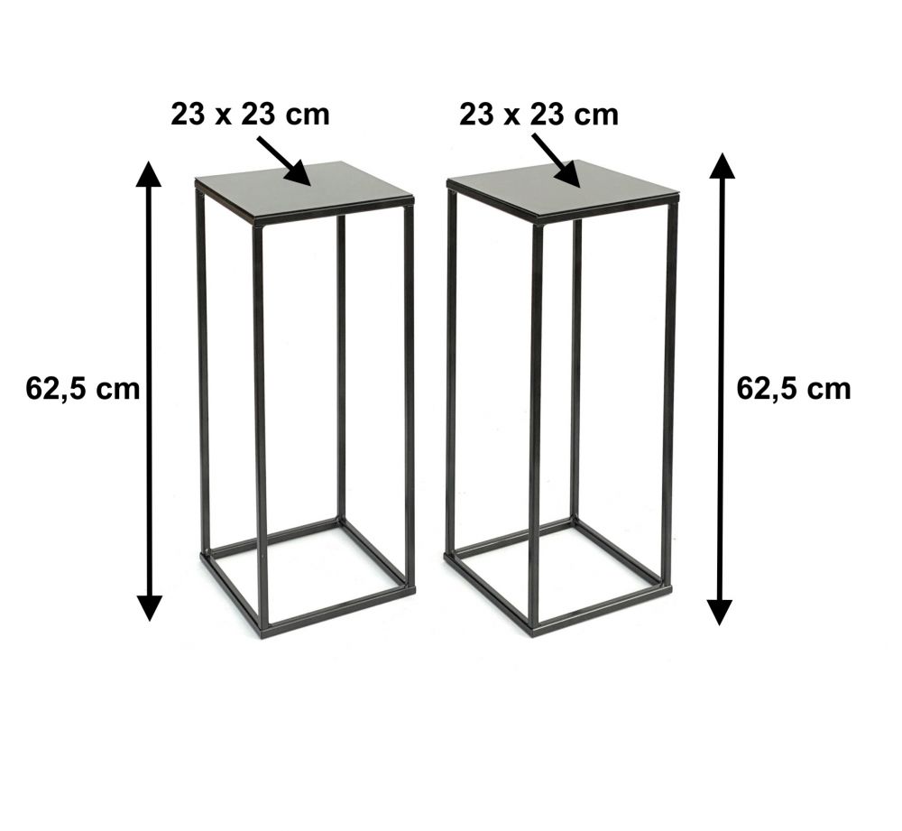 2x DanDiBo Blumenhocker Metall Schwarz Eckig 62,5 cm Blumenständer Beistelltisch 434 Blumensäule Modern Pflanzenständer Pflanzenhocker