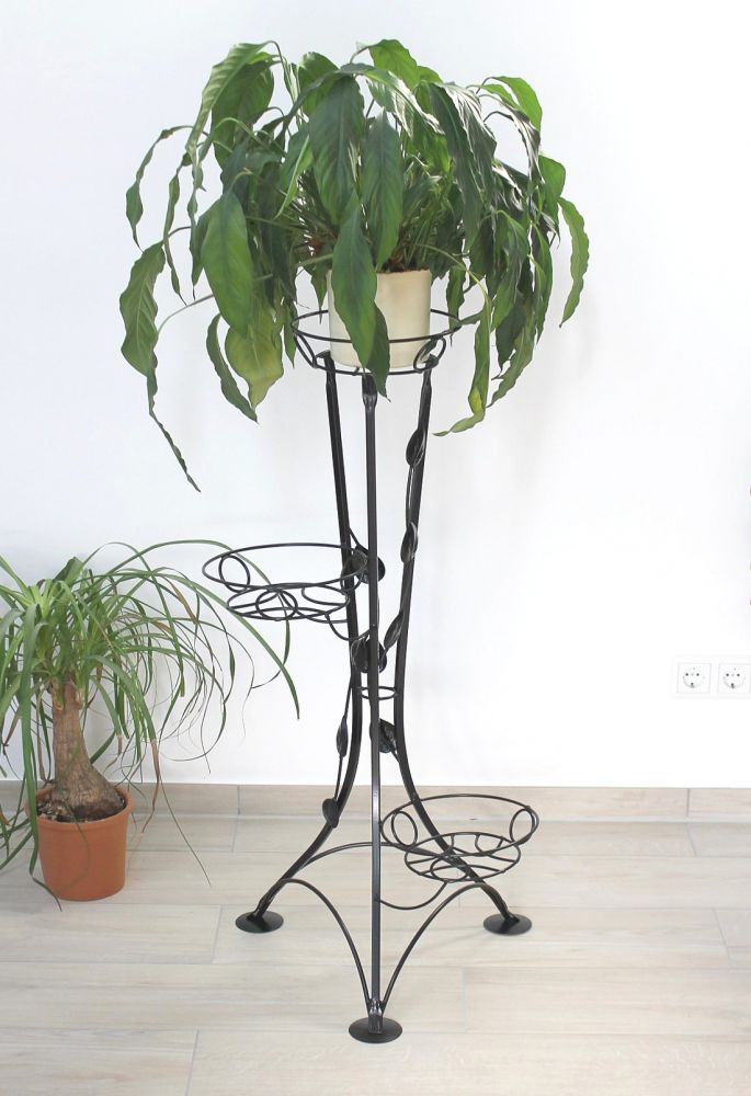 DanDiBo Flower Staircase Metal Black 100 cm Flower Stand with 3 Shelves KW041 Flower Column Plant Stand Plant Column Flower Stool