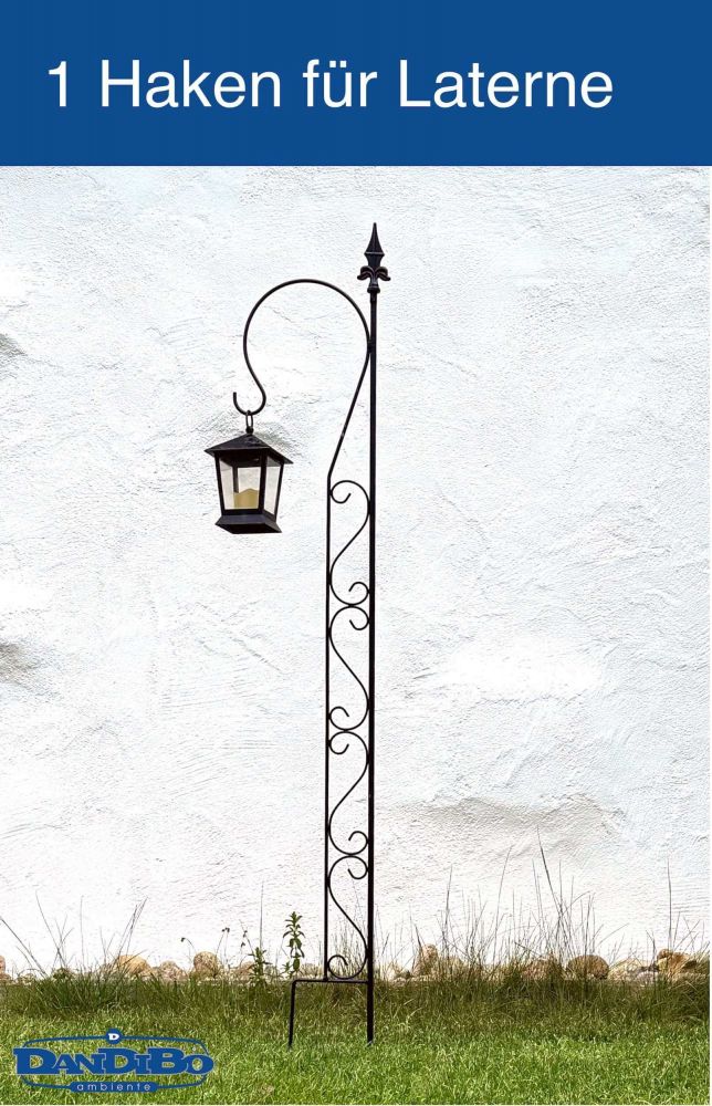 DanDiBo Rankhilfe Garten Metall mit 1 Halter Schwarz Rankgitter für Kletterpflanzen 145 cm Kletterhilfe mit Haken