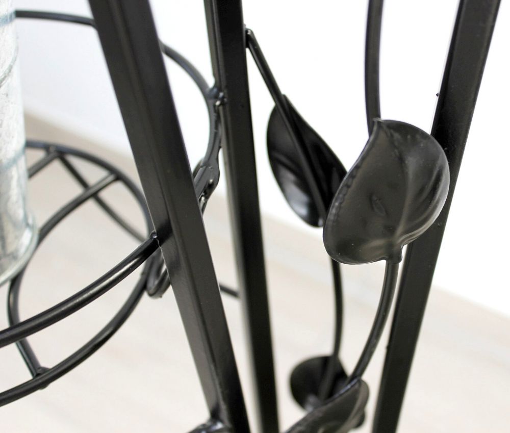 DanDiBo Flower Staircase Metal Black 100 cm Flower Stand with 3 Shelves KW041 Flower Column Plant Stand Plant Column Flower Stool