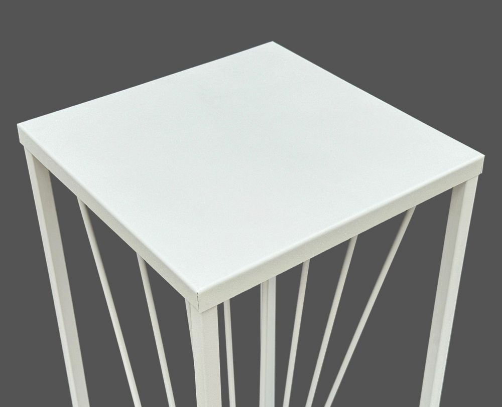 DanDiBo Blumenhocker Metall Weiß Eckig 100 cm Blumenständer Beistelltisch 96568 Blumensäule Pflanzenständer Pflanzenhocker Design Modern