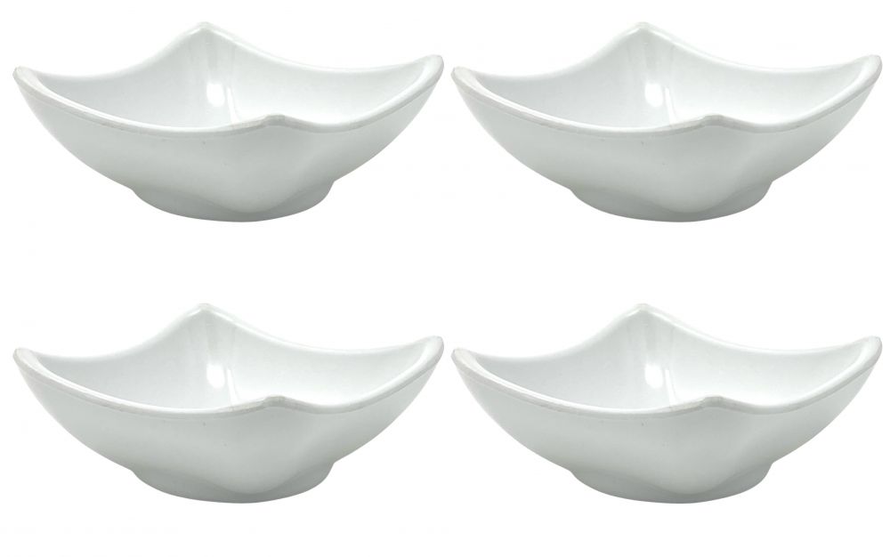 4x Dip Bowls Melamine Set White 754 Snack Bowl Serving Bowl Small Mini Sauce Bowls Soya