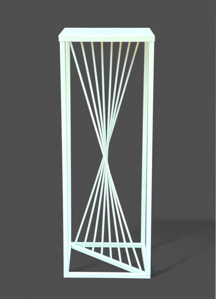 DanDiBo Blumenhocker Metall Weiß Eckig 70 cm Blumenständer Beistelltisch 96566 Blumensäule Design Modern Pflanzenständer Pflanzenhocker